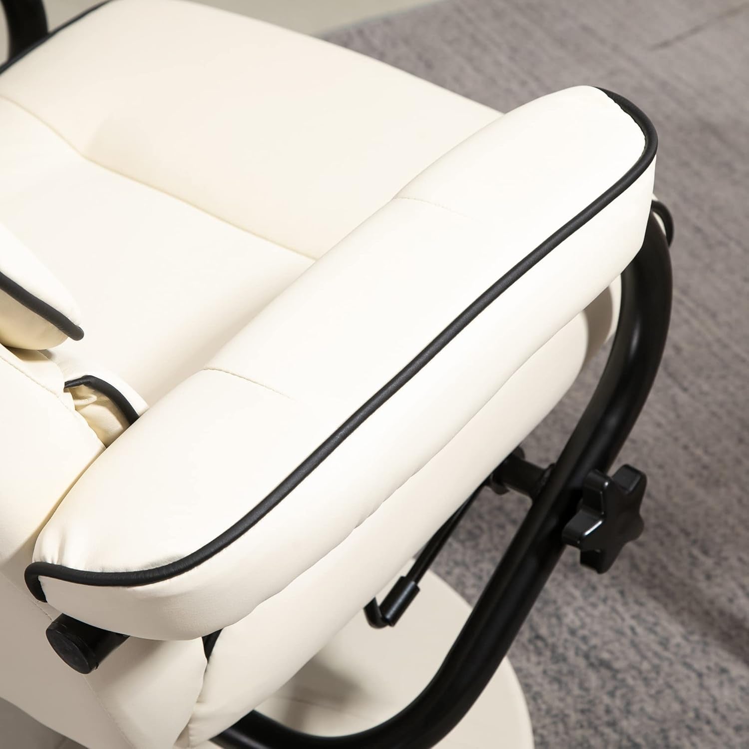 Cream Recliner Chair With Ottoman Adjustable Backrest