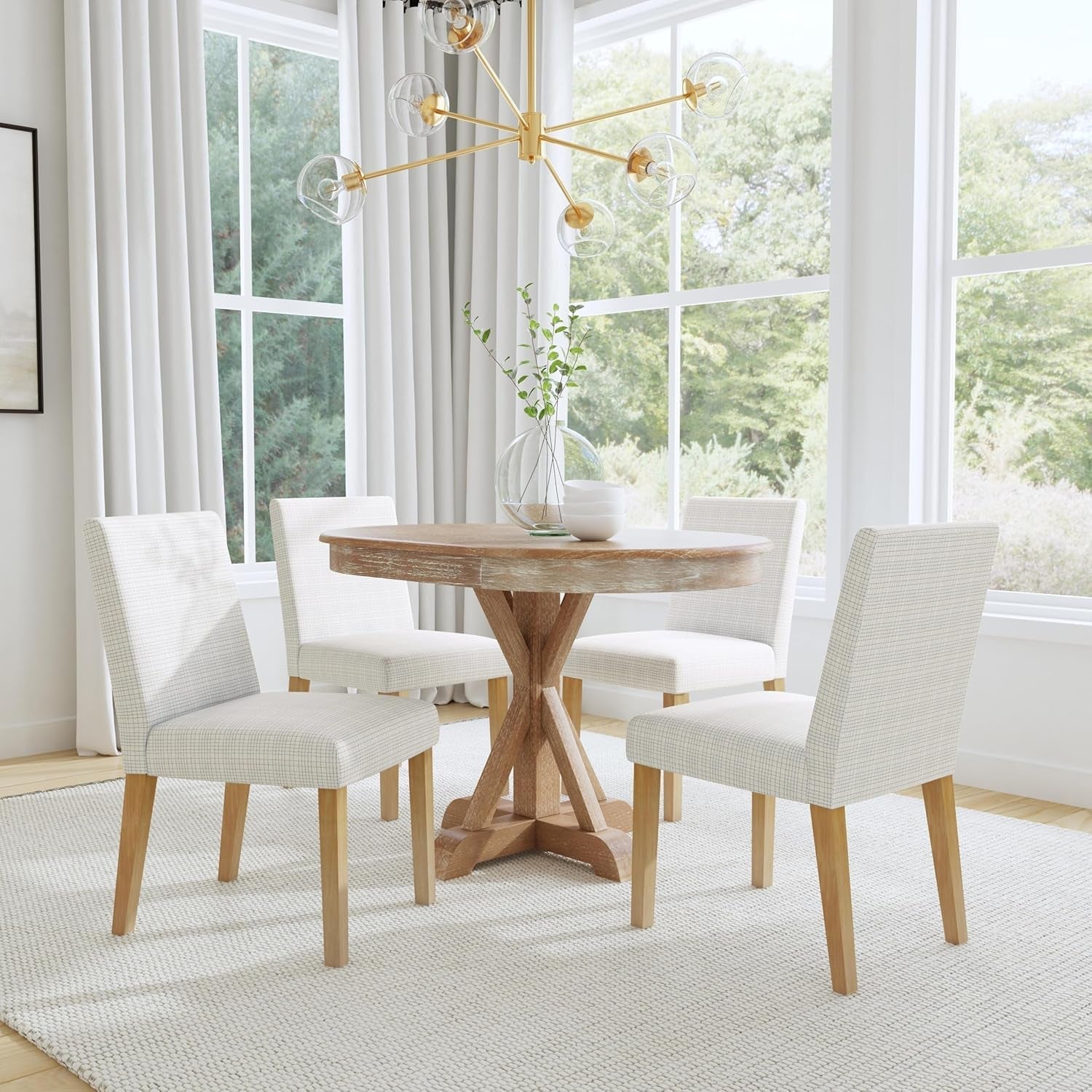 Cream Upholstered Parsons Dining Chair For Dining Room