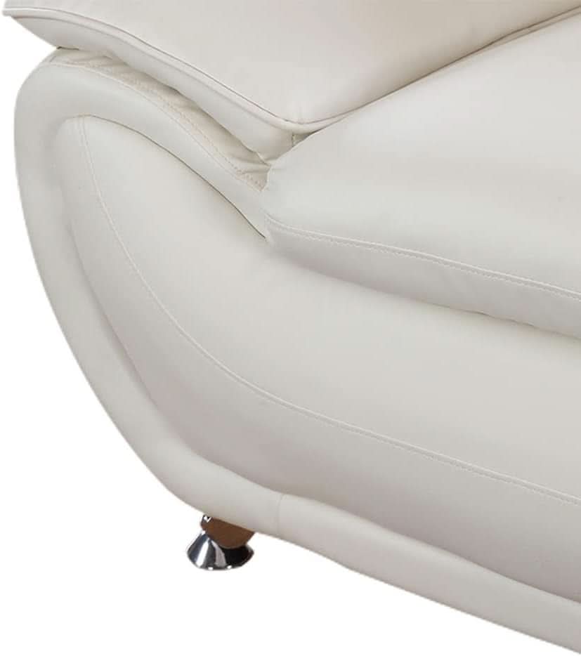 Cream White 2 Piece Faux Leather Sofa Set Living Room