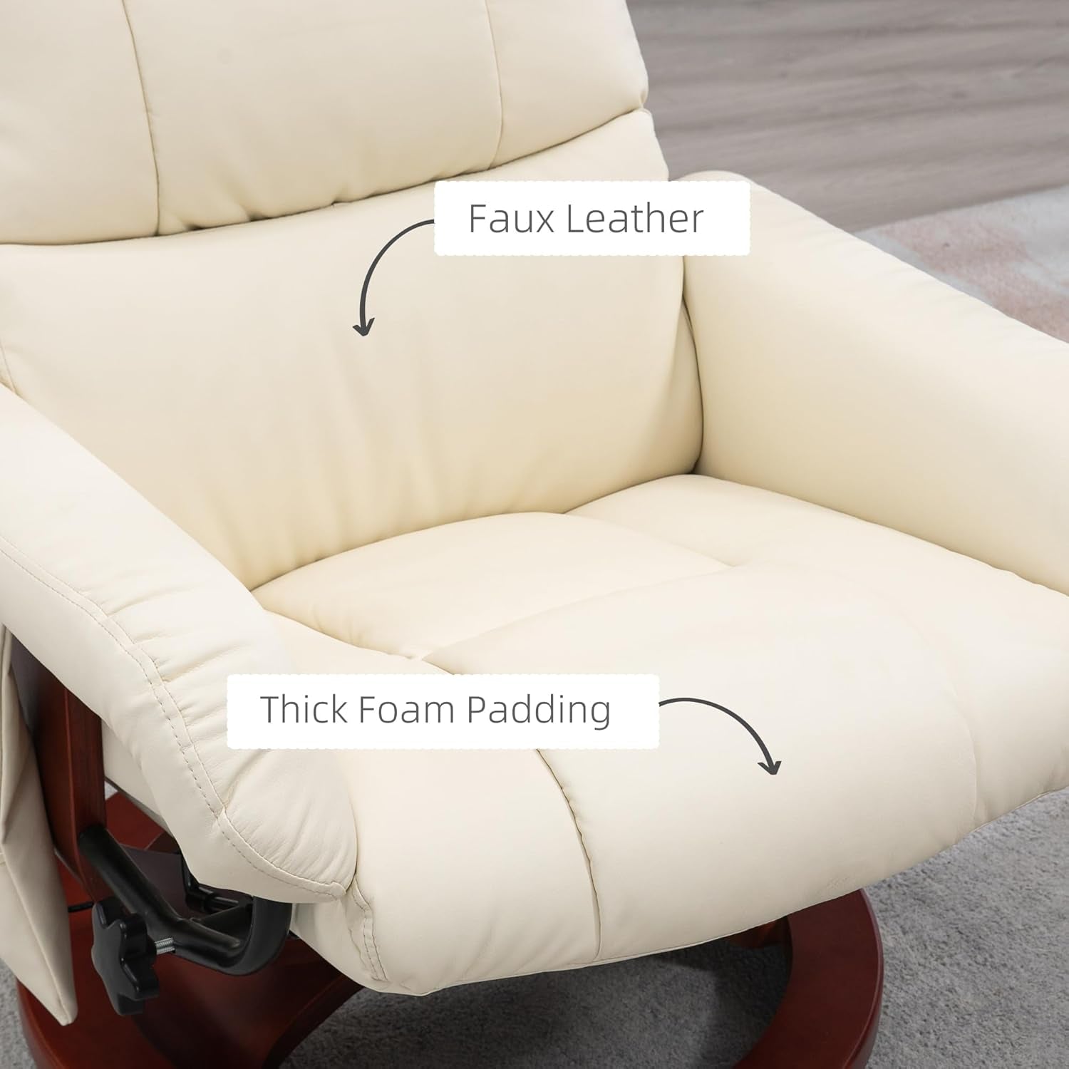 Cream White Massage Recliner Chair With Ottoman And Remote