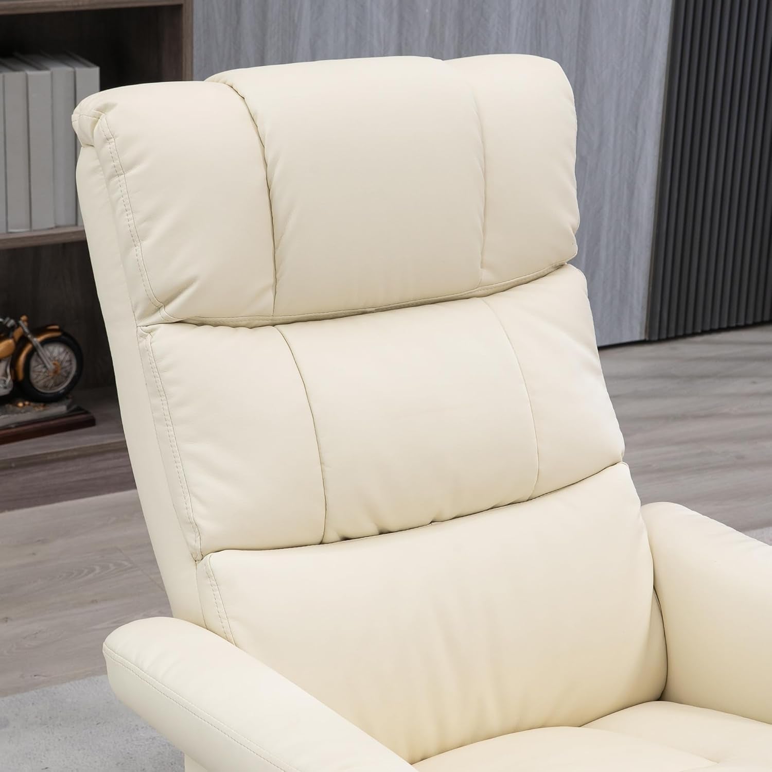 Cream White Massage Recliner Chair With Ottoman And Remote