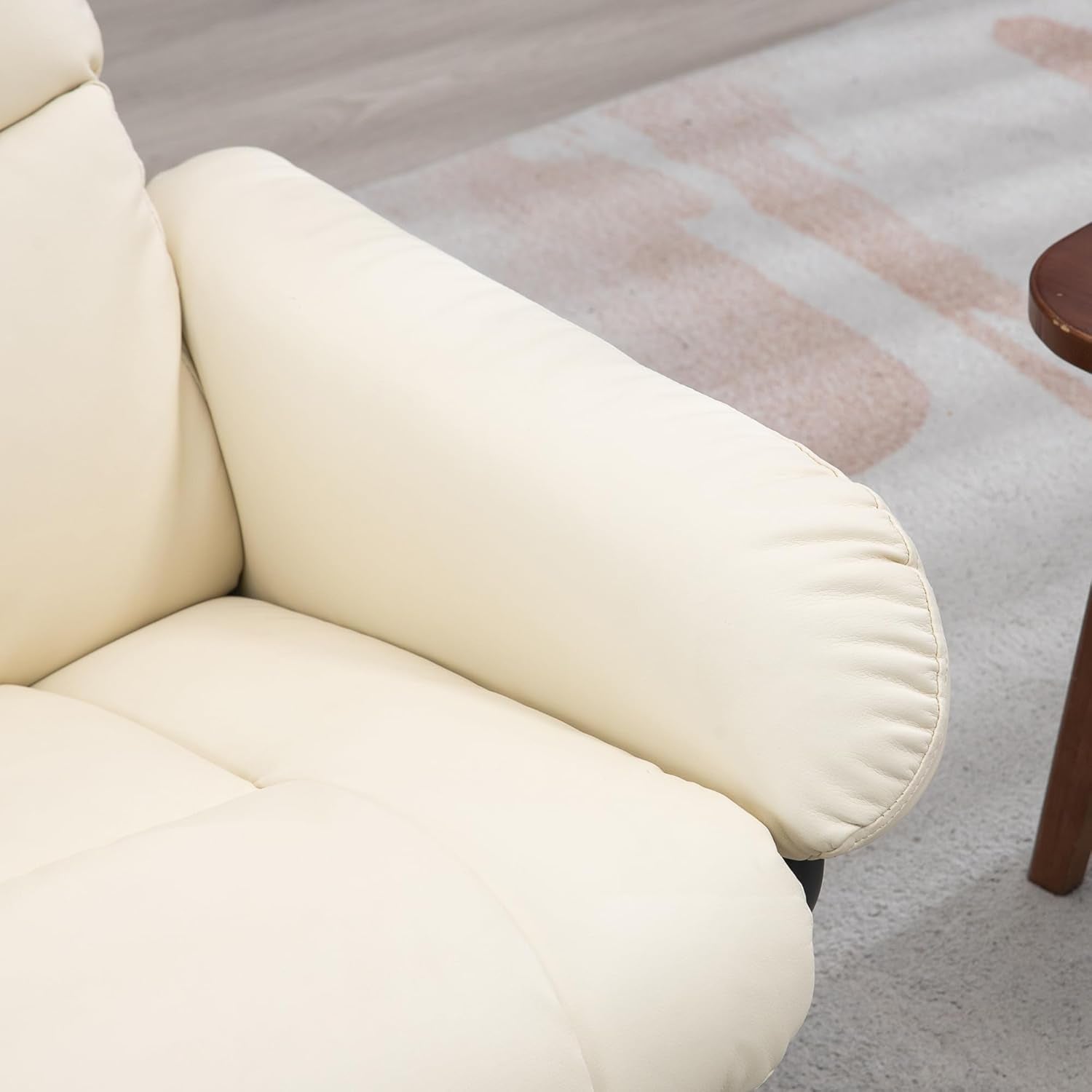 Cream White Massage Recliner Chair With Ottoman And Remote