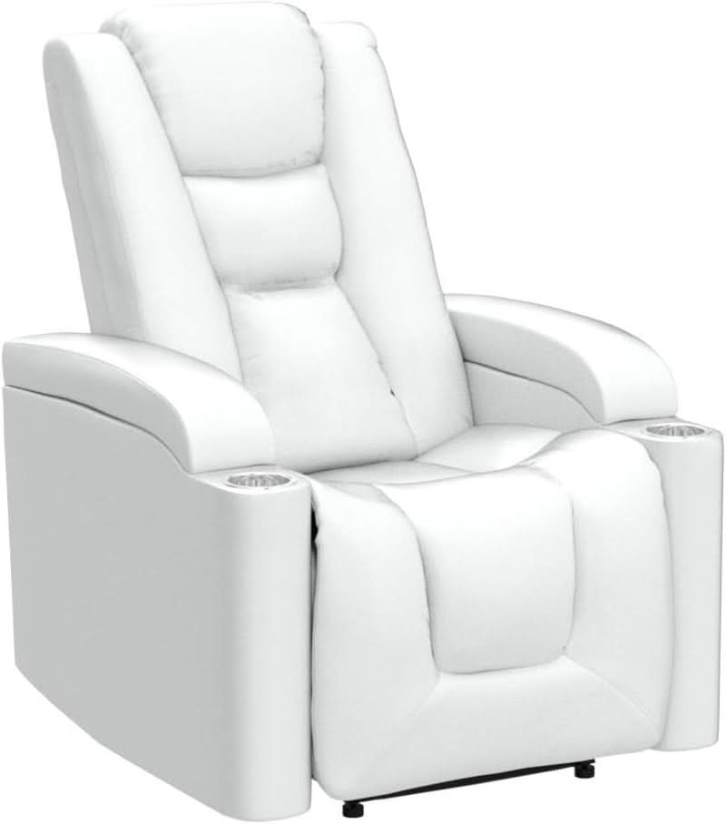 Cream White Power Recliner Chair With USB Ports And Hidden Storage