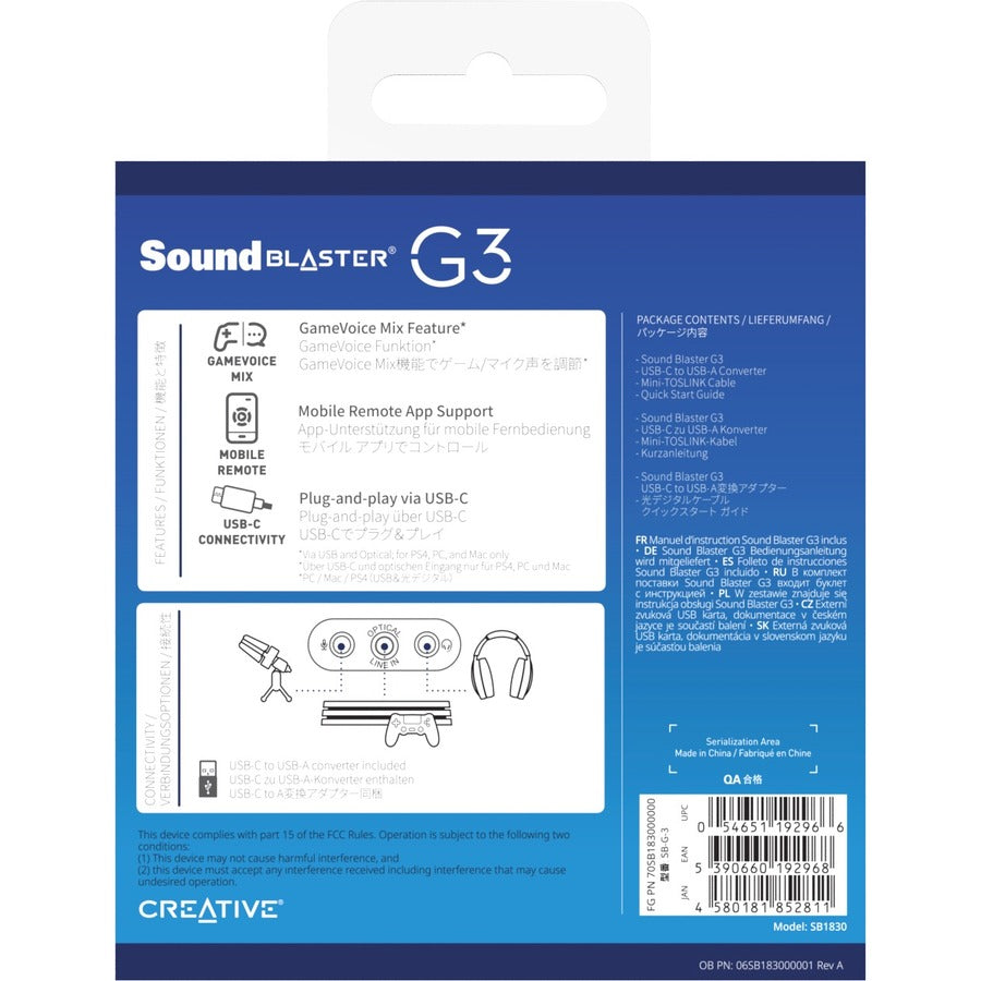 Creative Sound Blaster G3 External Sound Card