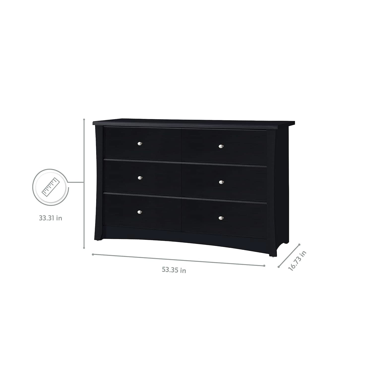 Crescent 6 Drawer Double Dresser Black GREENGUARD Gold