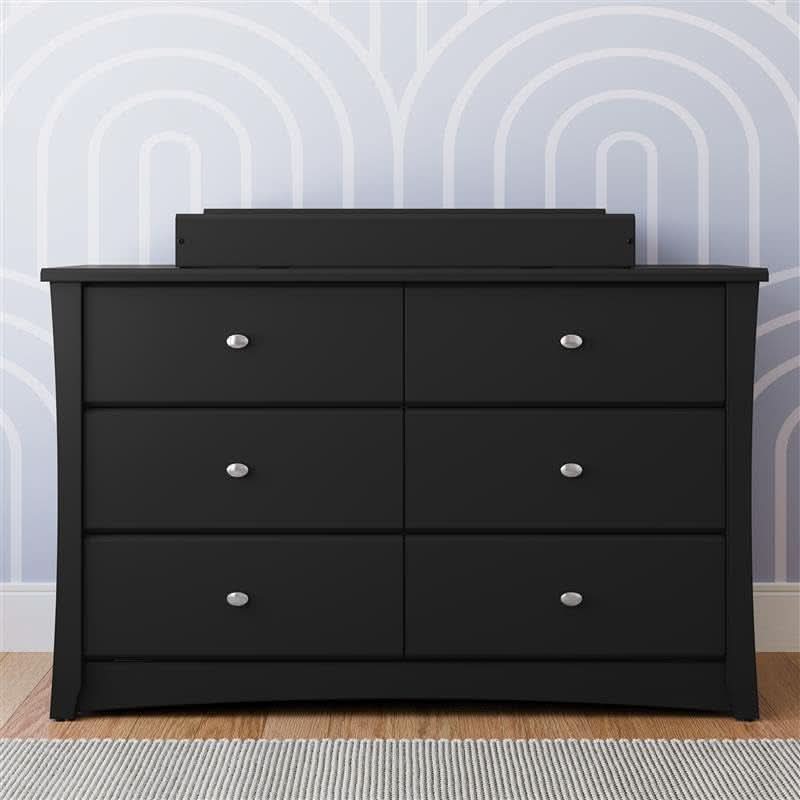 Crescent 6 Drawer Double Dresser Black GREENGUARD Gold