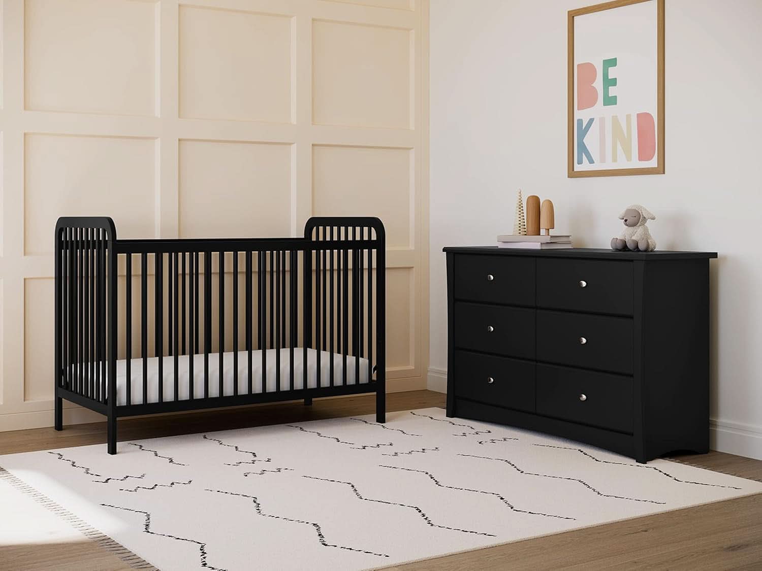 Crescent 6 Drawer Double Dresser Black GREENGUARD Gold