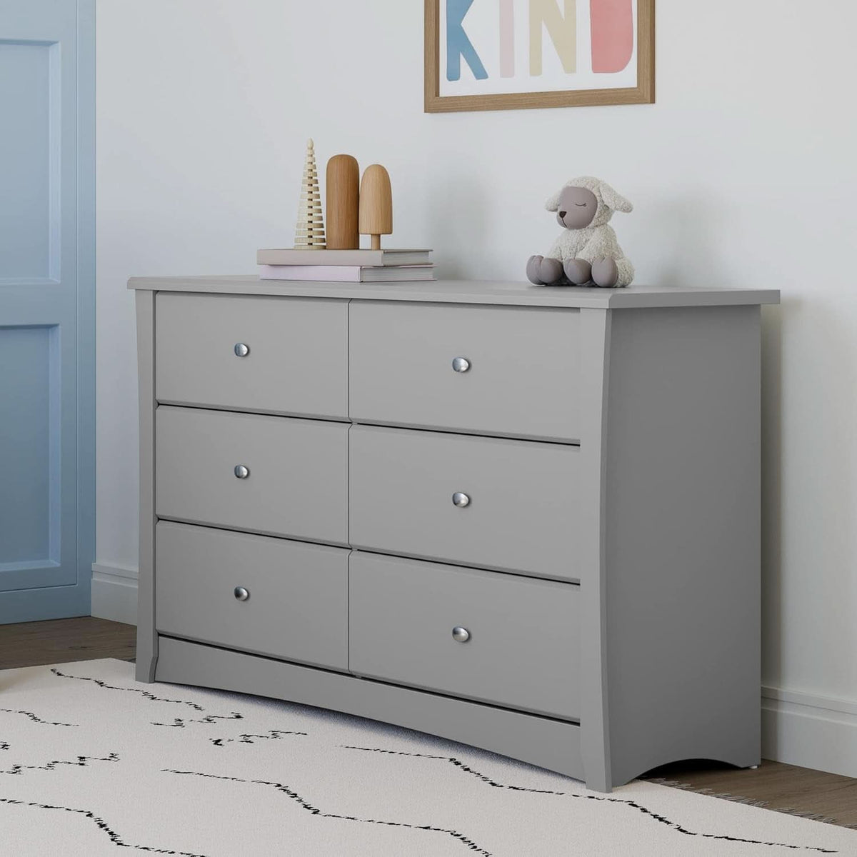 Crescent 6 Drawer Dresser Pebble Gray Nursery Organizer
