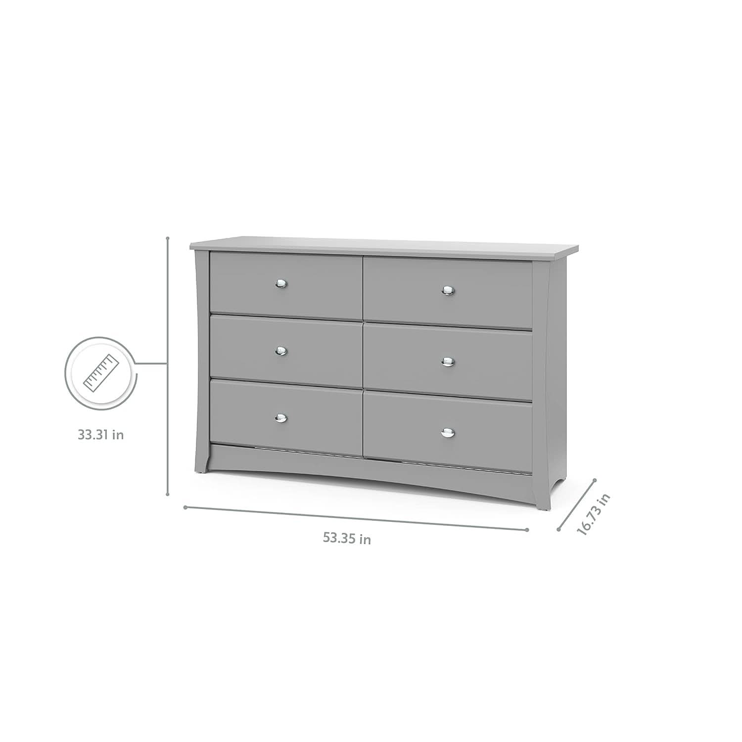 Crescent 6 Drawer Dresser Pebble Gray Nursery Organizer