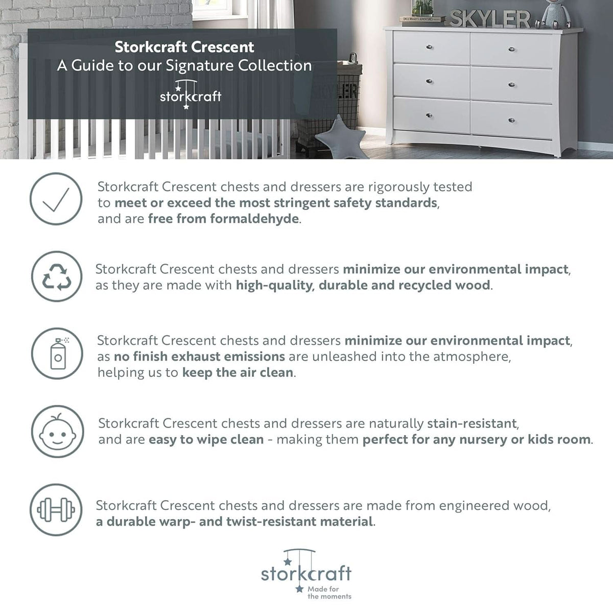 Crescent 6 Drawer Dresser Pebble Gray Nursery Organizer
