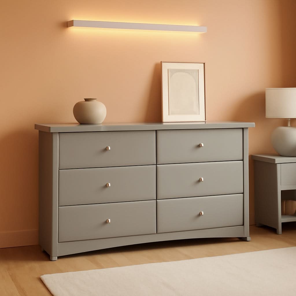 Crescent 6 Drawer Dresser Pebble Gray Nursery Organizer
