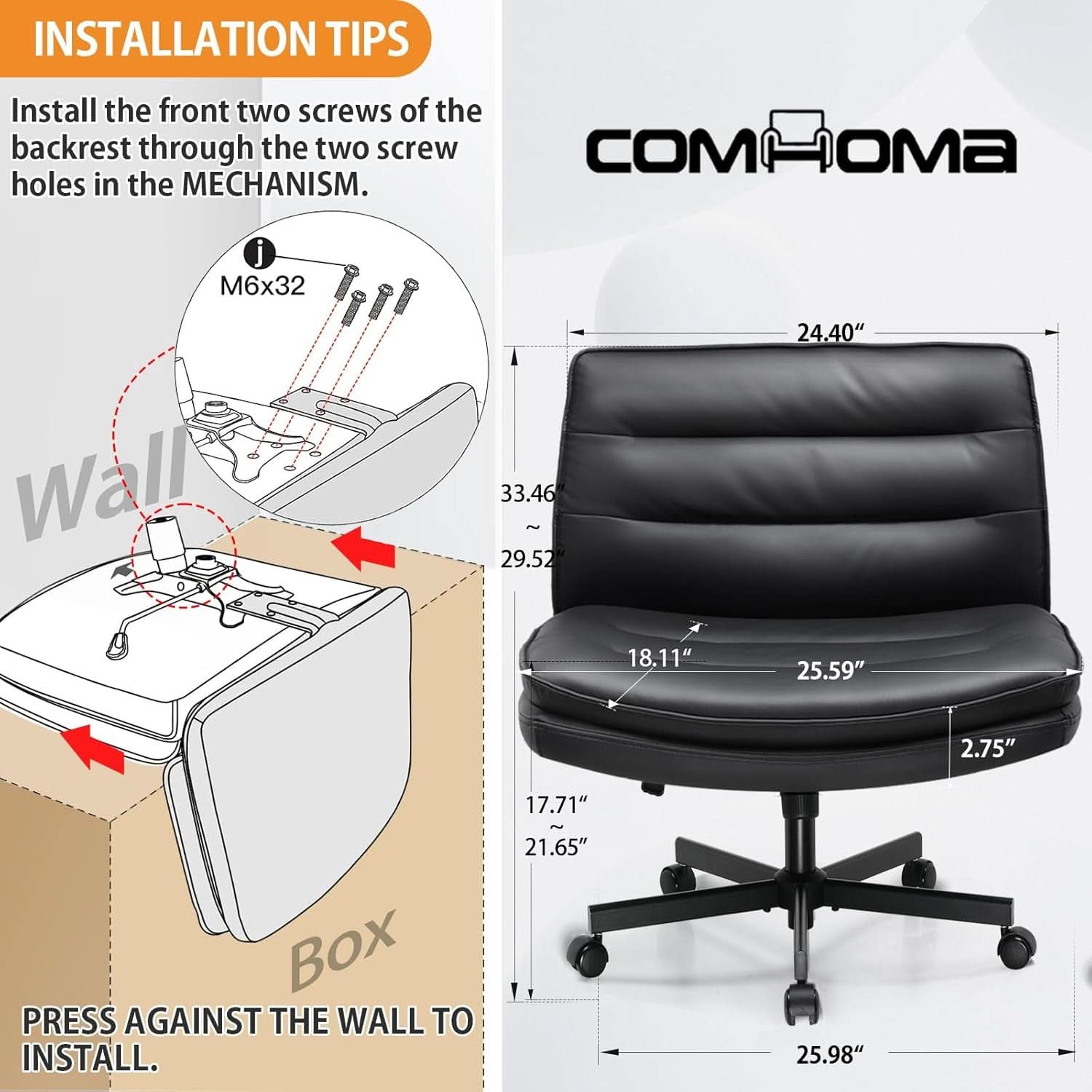 Criss Cross Office Chair Extra Wide Black For Home Office