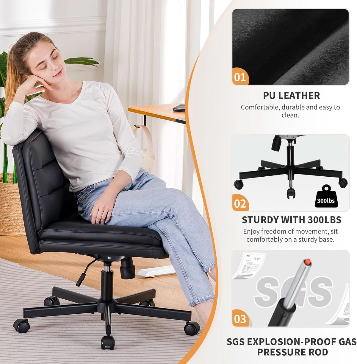 Criss Cross Office Chair Extra Wide Black For Home Office