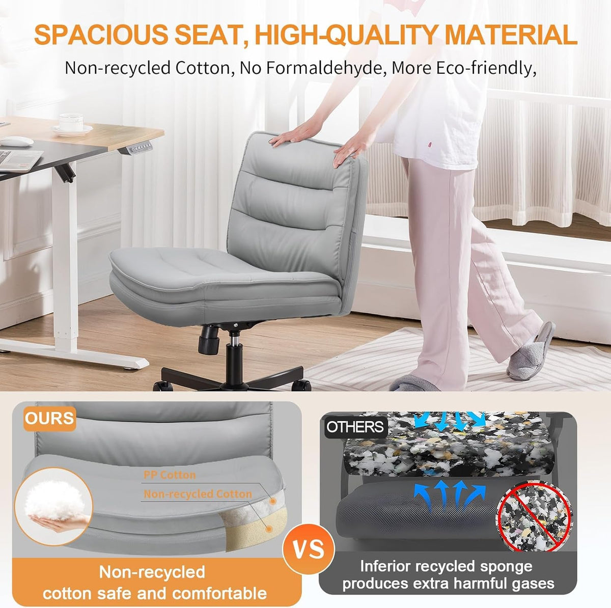 Criss Cross Office Chair With Wheels, Gray, Swivel