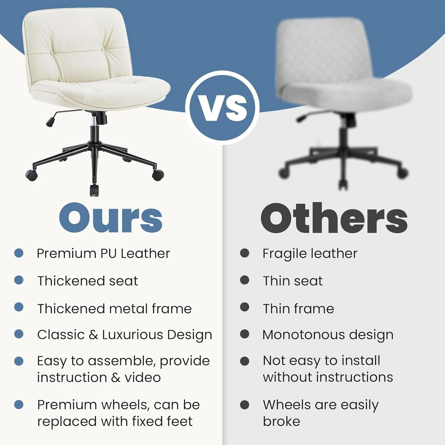 Criss Cross Swivel Office Chair With Wheels PU Leather
