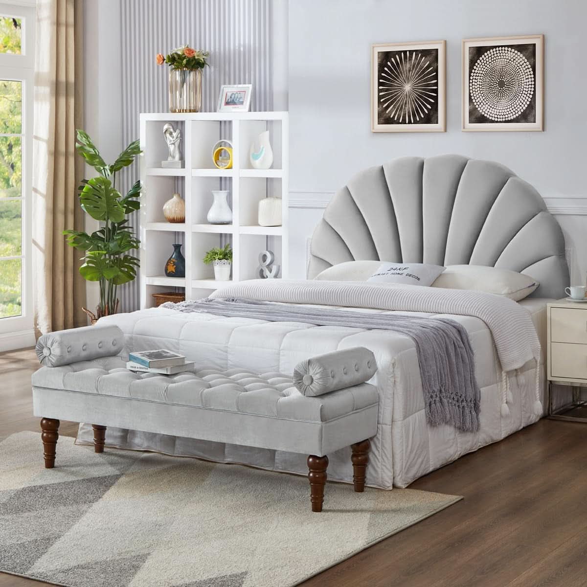 Crown Design Velvet Headboard for Elegant Bedroom Decor
