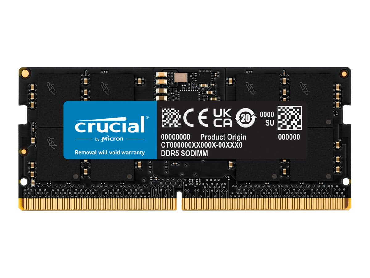 Crucial - DDR5 - module - 24 GB - SO-DIMM 262-pin - 5600 MHz / PC5-44800 - CL46 - 1.1 V - on-die ECC - black CT24G56C46S5