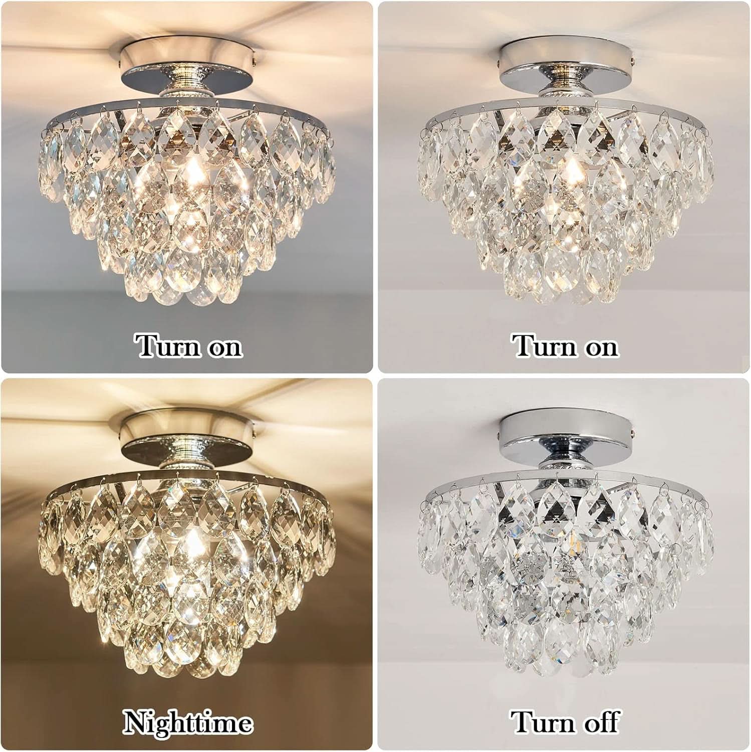 Crystal Chandelier Ceiling Light E26 Chrome Fixture