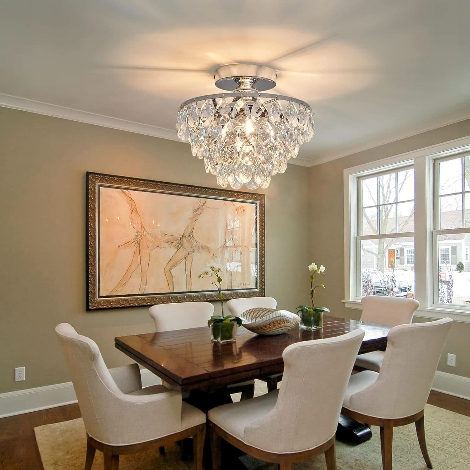 Crystal Chandelier Ceiling Light E26 Chrome Fixture