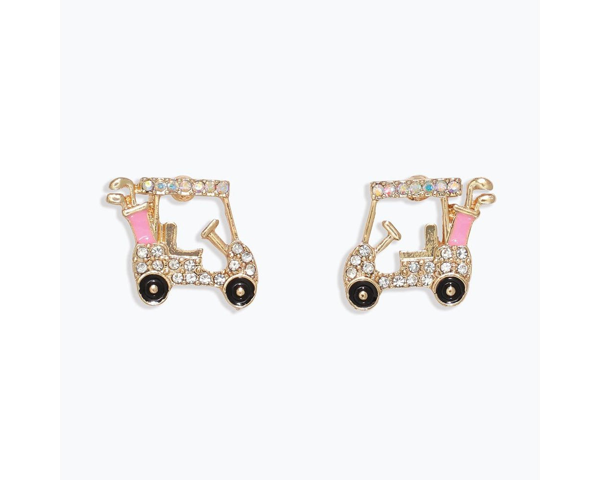 Crystal Golf Cart Earrings – Gold-Tone