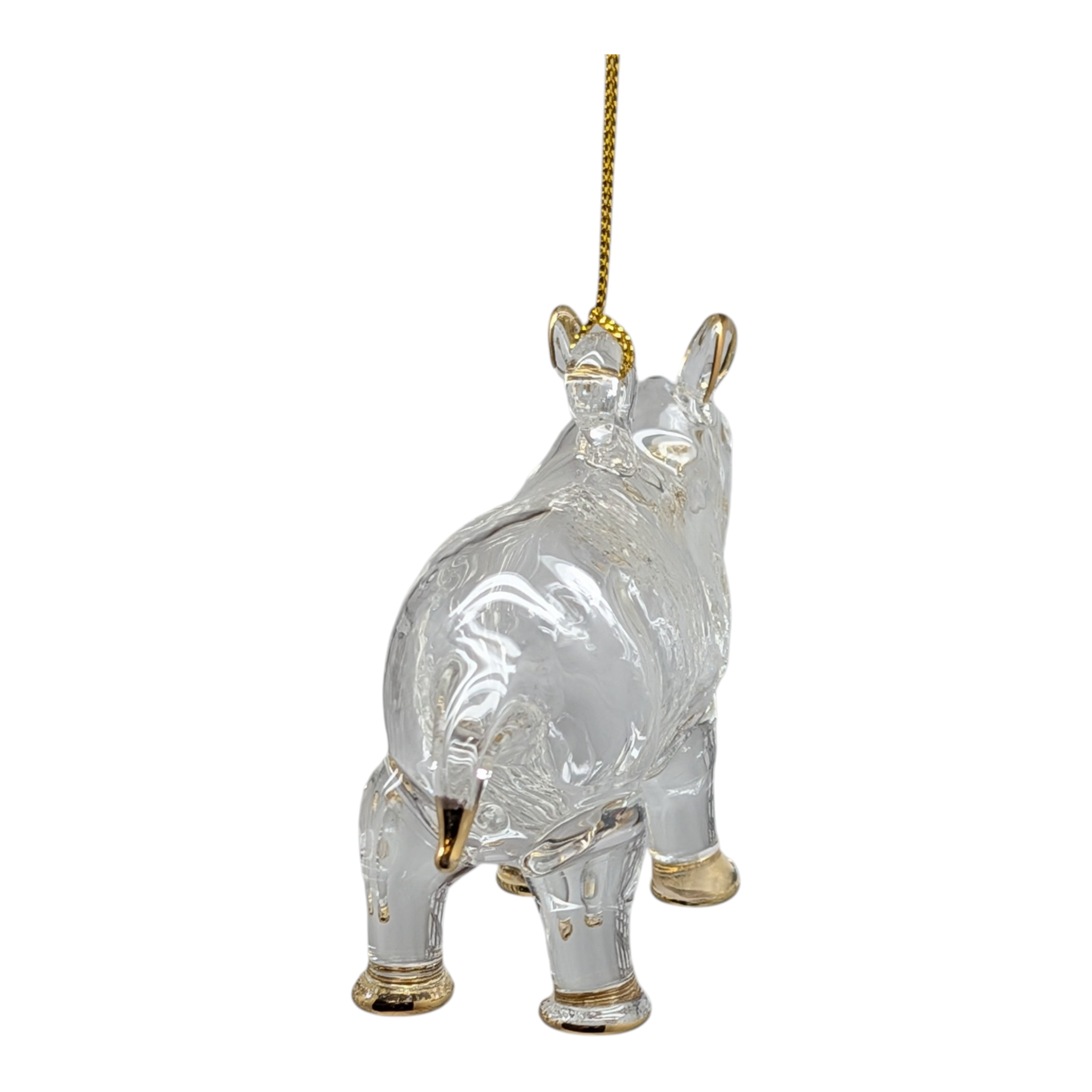 Crystal Rhino: Egyptian Glass White Rhinoceros Ornament