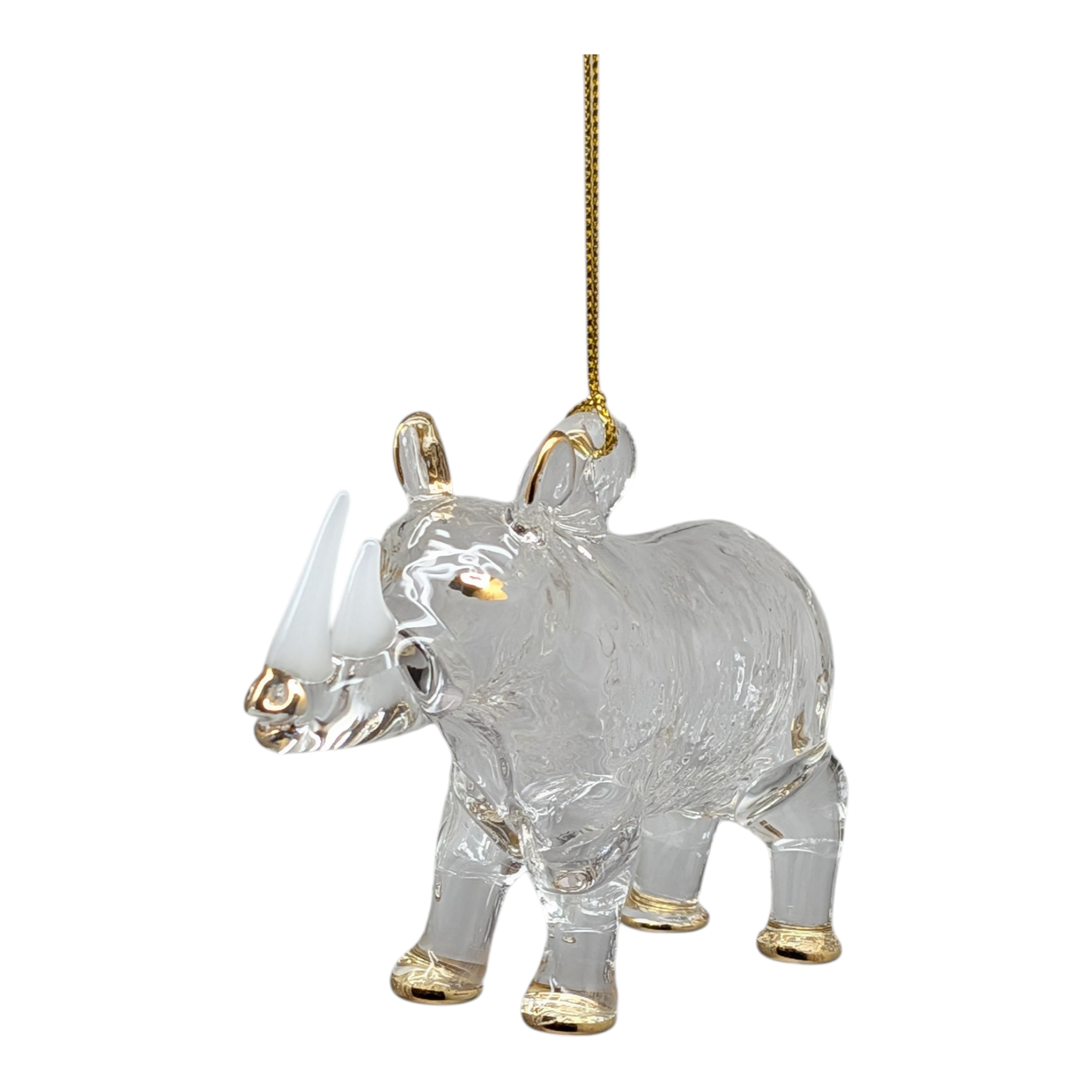 Crystal Rhino: Egyptian Glass White Rhinoceros Ornament