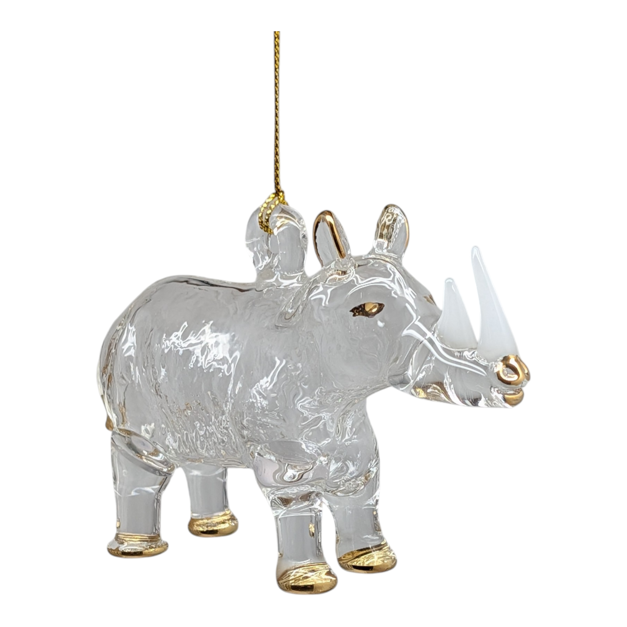 Crystal Rhino: Egyptian Glass White Rhinoceros Ornament