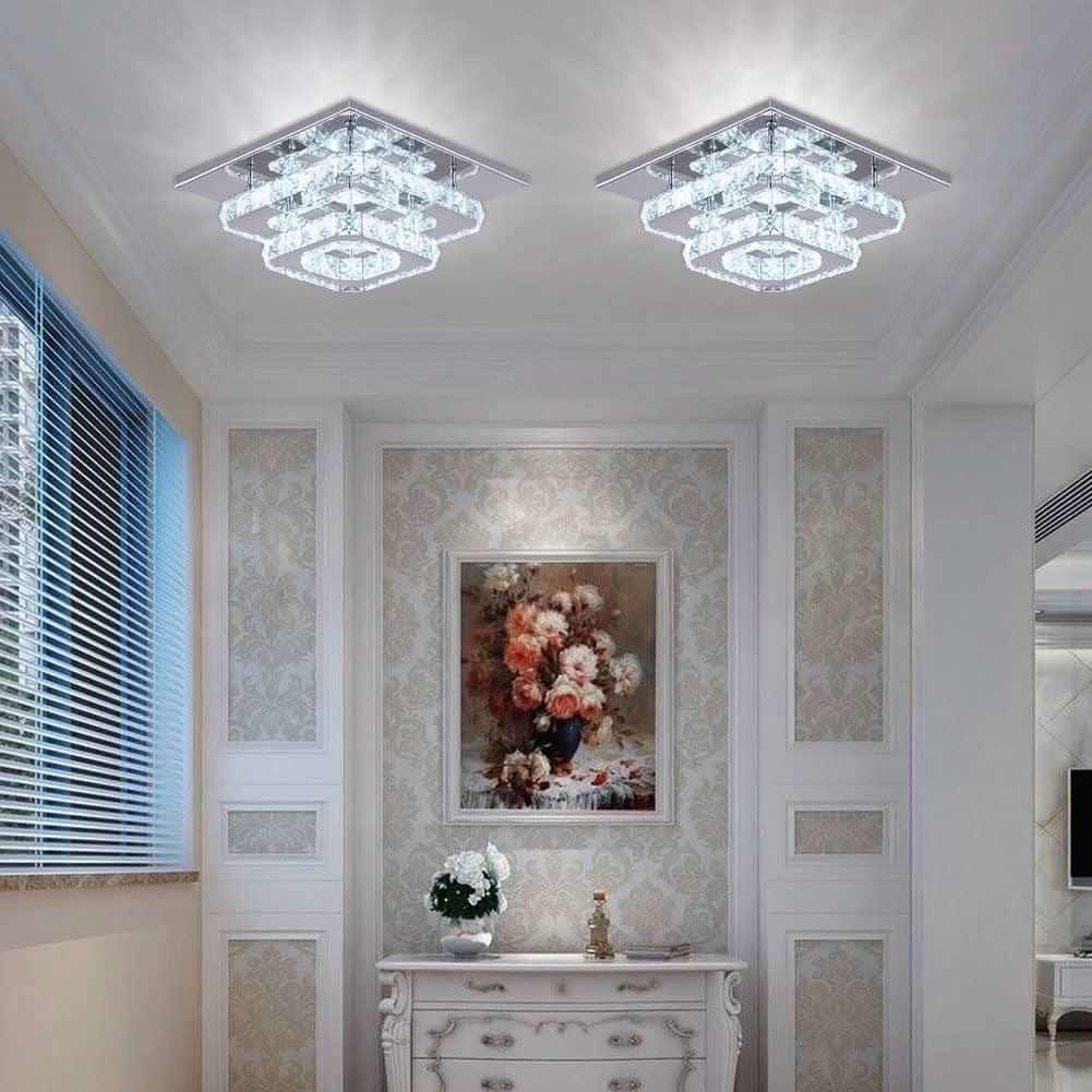 Crystal Square LED Ceiling Light Two Layer Flush Mount