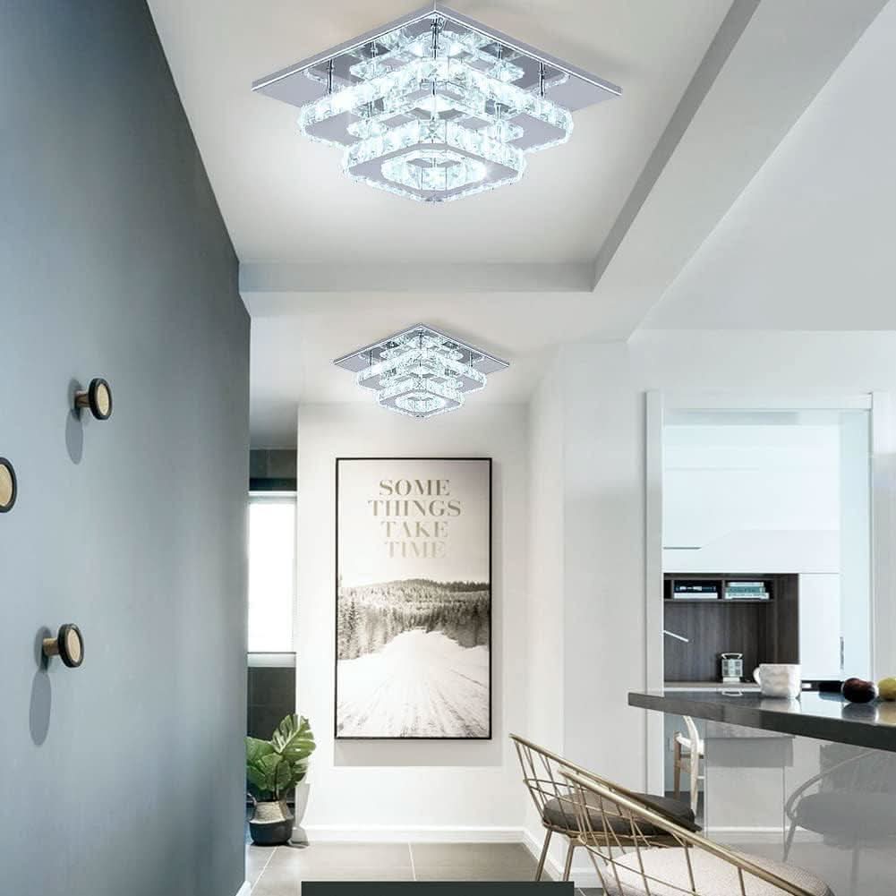 Crystal Square LED Ceiling Light Two Layer Flush Mount