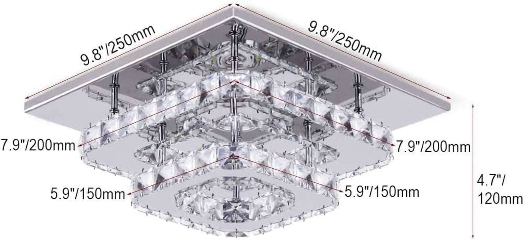 Crystal Square LED Ceiling Light Two Layer Flush Mount