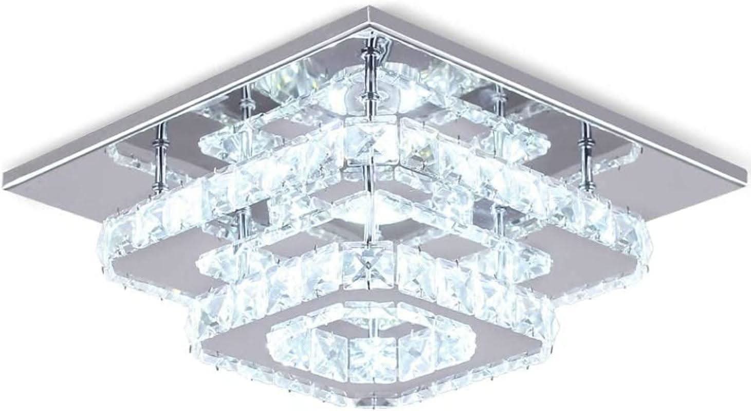 Crystal Square LED Ceiling Light Two Layer Flush Mount