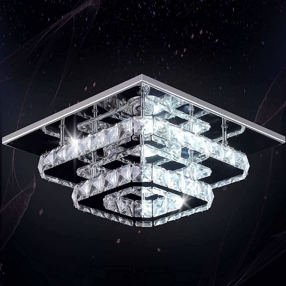 Crystal Square LED Ceiling Light Two Layer Flush Mount