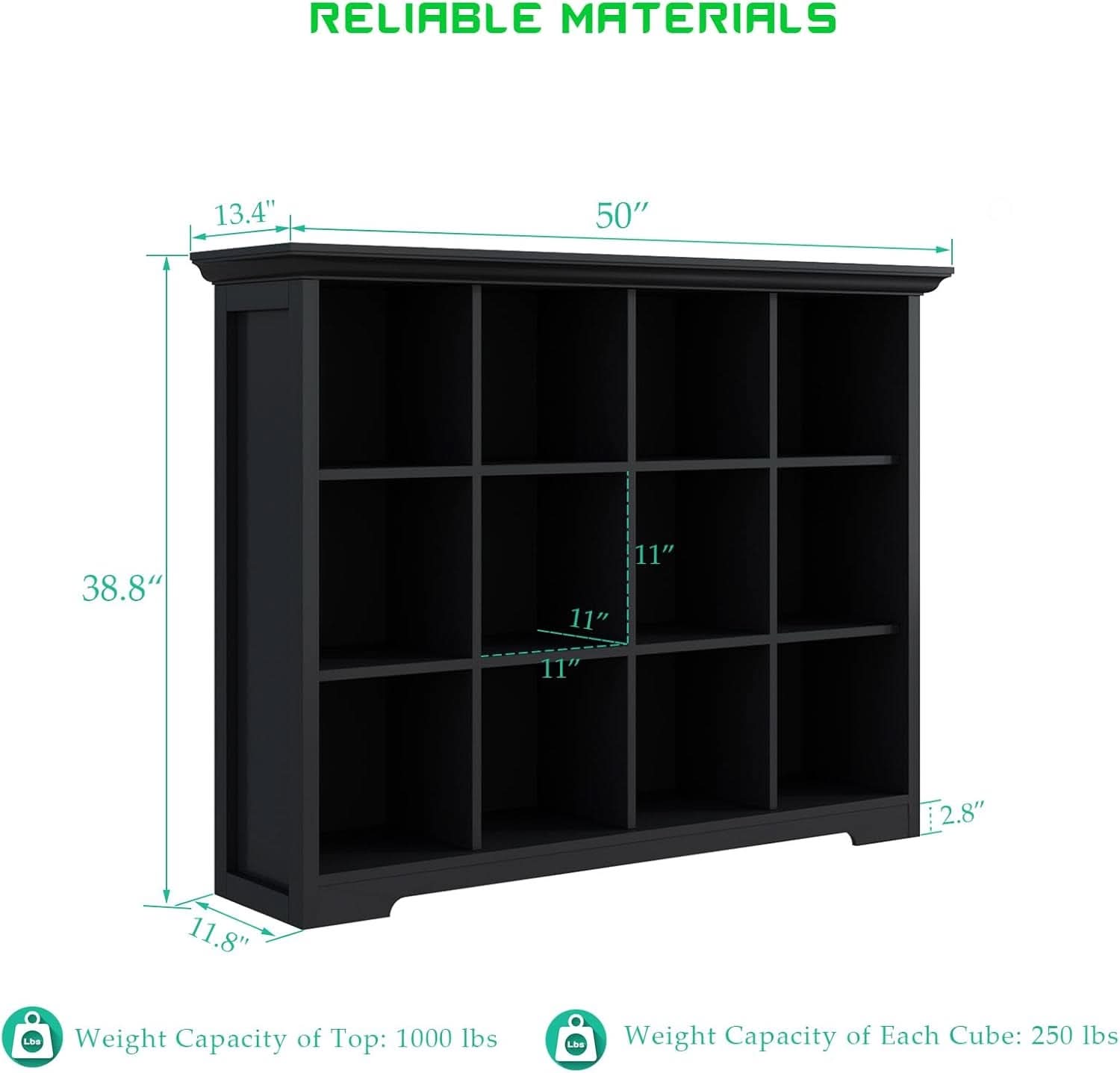 Cube Storage Bookcase With Base Black 12 Cube Lattice Open Shelves