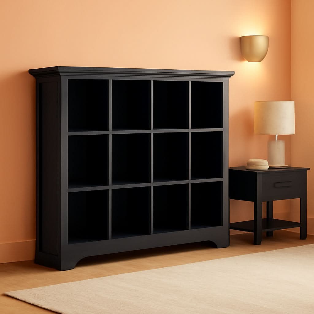 Cube Storage Bookcase With Base Black 12 Cube Lattice Open Shelves