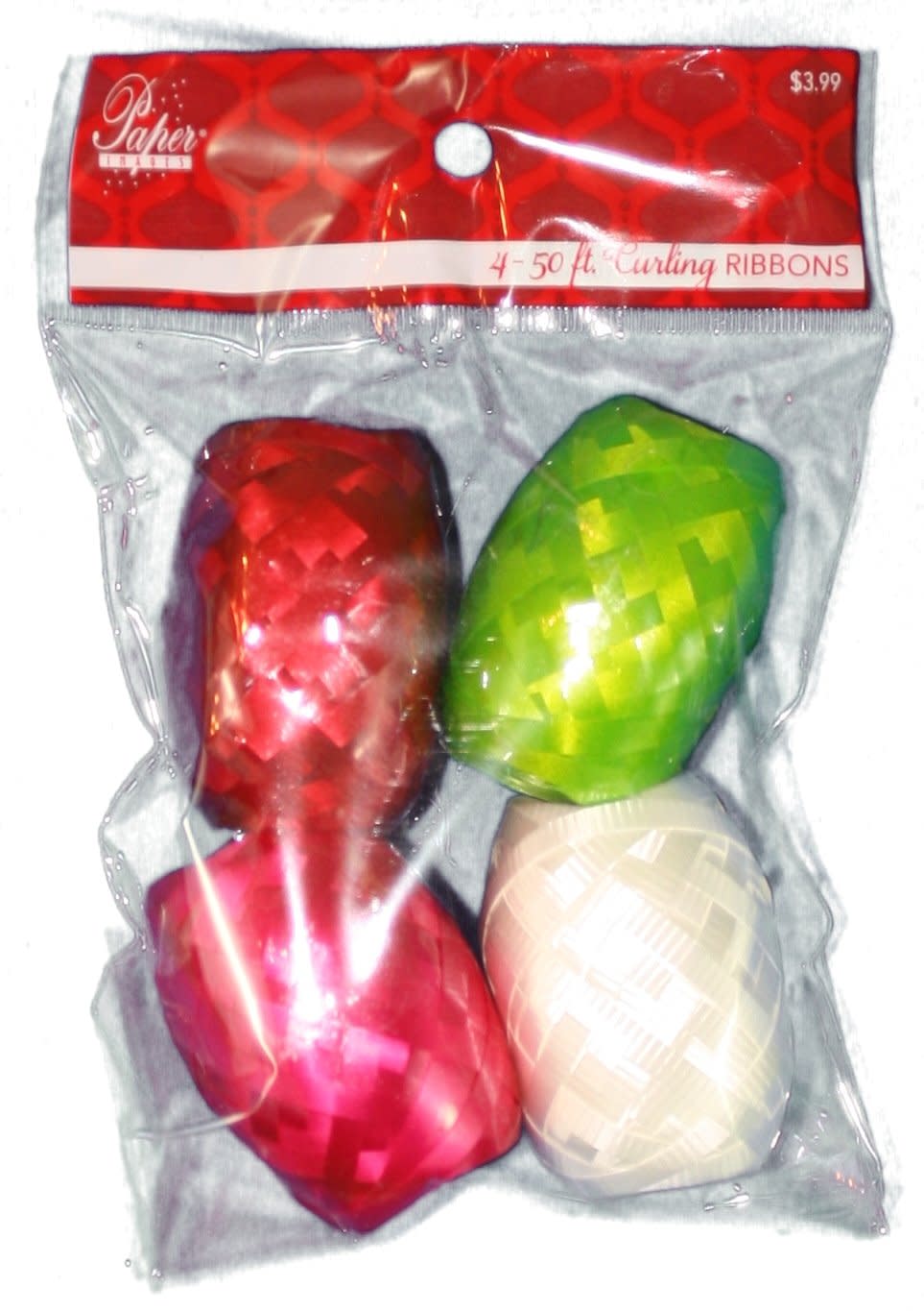 Curling Ribbon Eggs 4Pk - Blue(3)/Wht