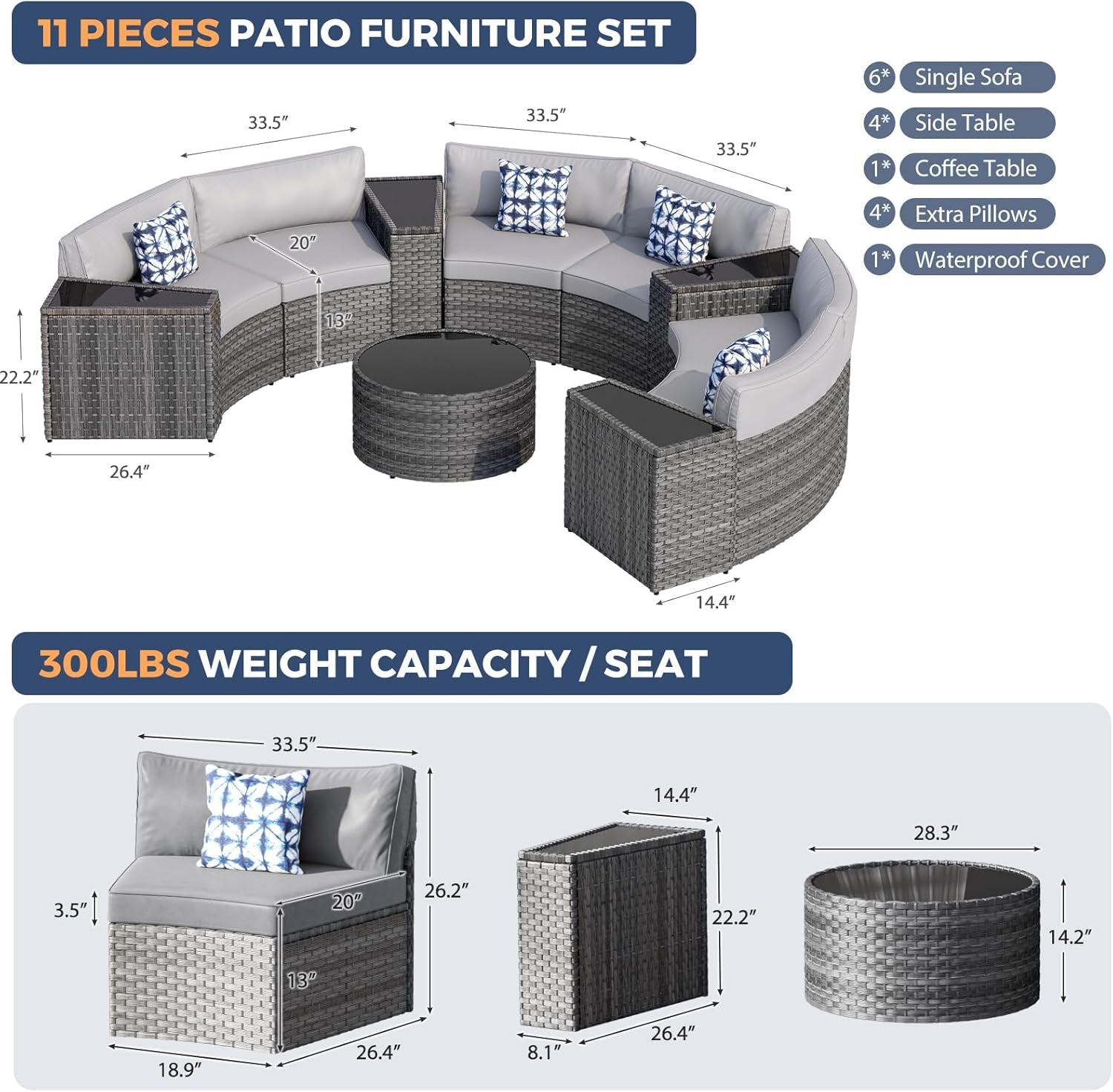 Curved Rattan Sectional Sofa Set for Outdoor Relaxation
