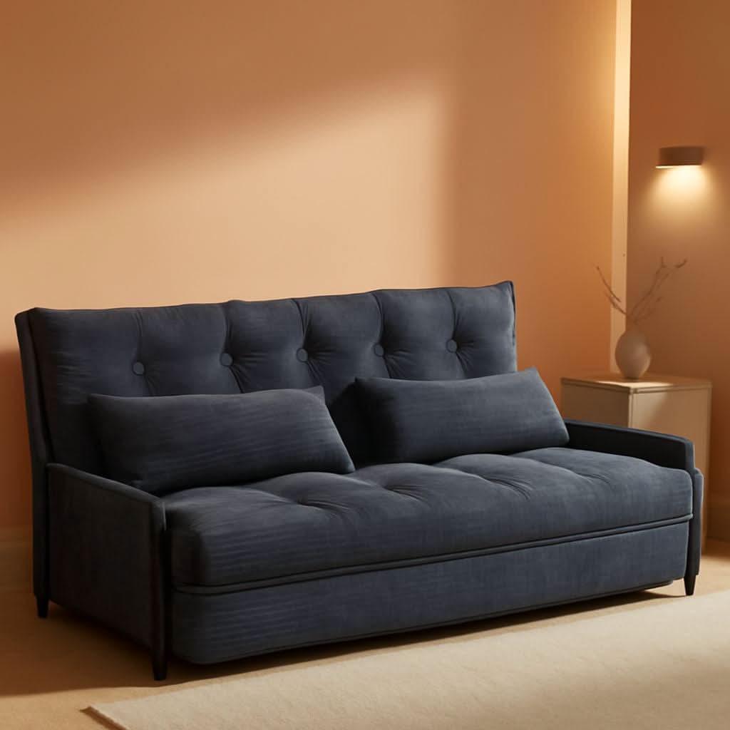 Customizable Dark Grey Floor Sofa Bed With Five Position Adjustment