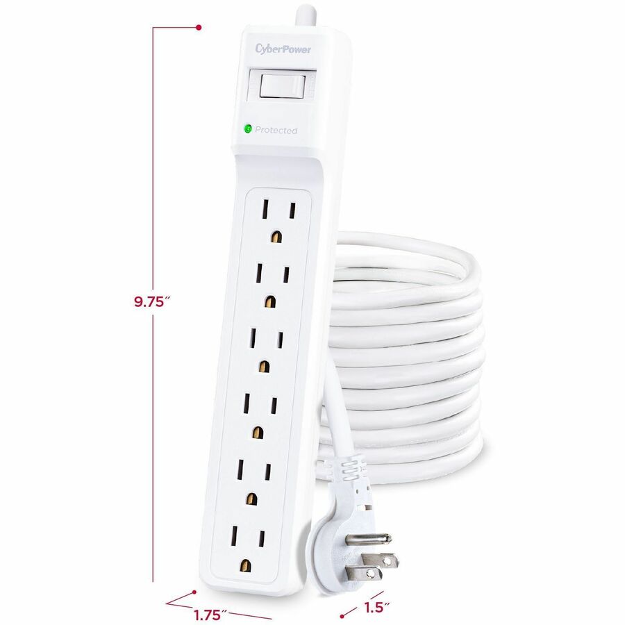 CyberPower B625 Essential 6 - Outlet Surge Protector with 1500 J Surge Suppression -