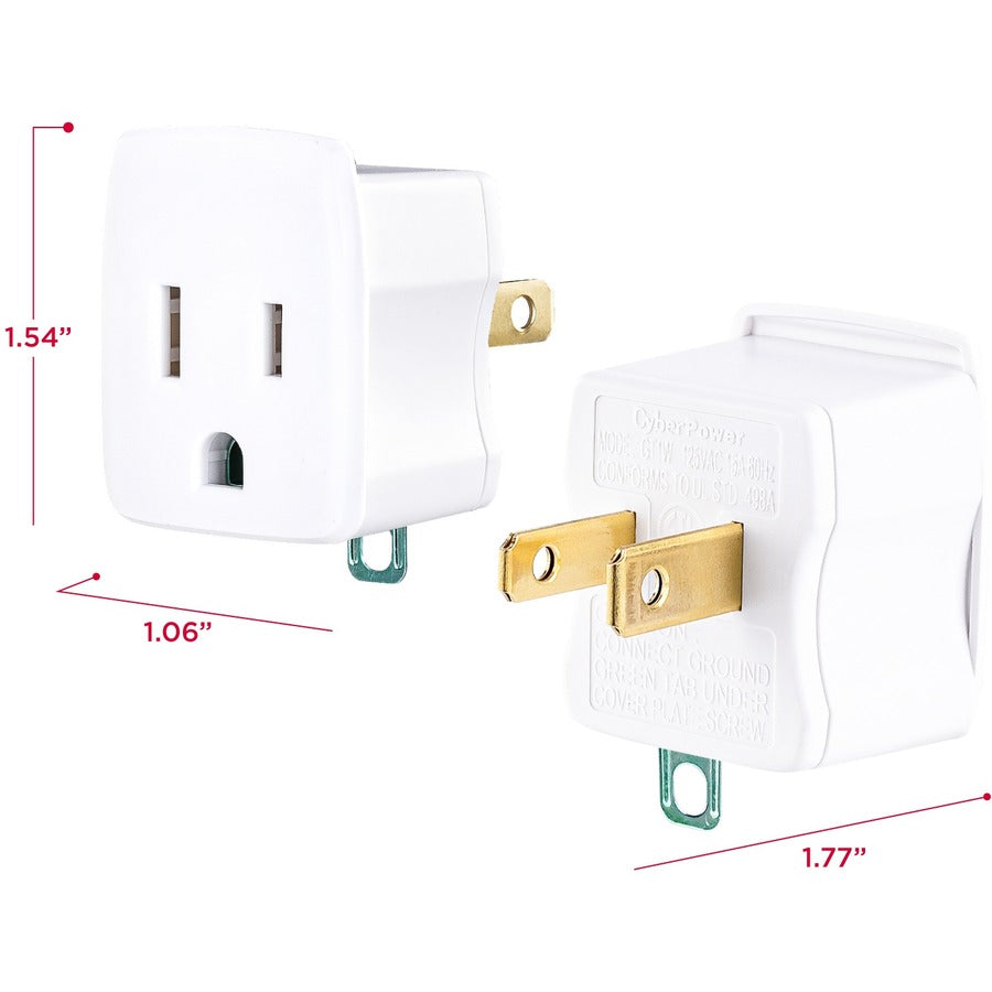 Cyberpower Gt1W2Pk Power Plug Adapter Nema 5-15P Nema 5-15R White