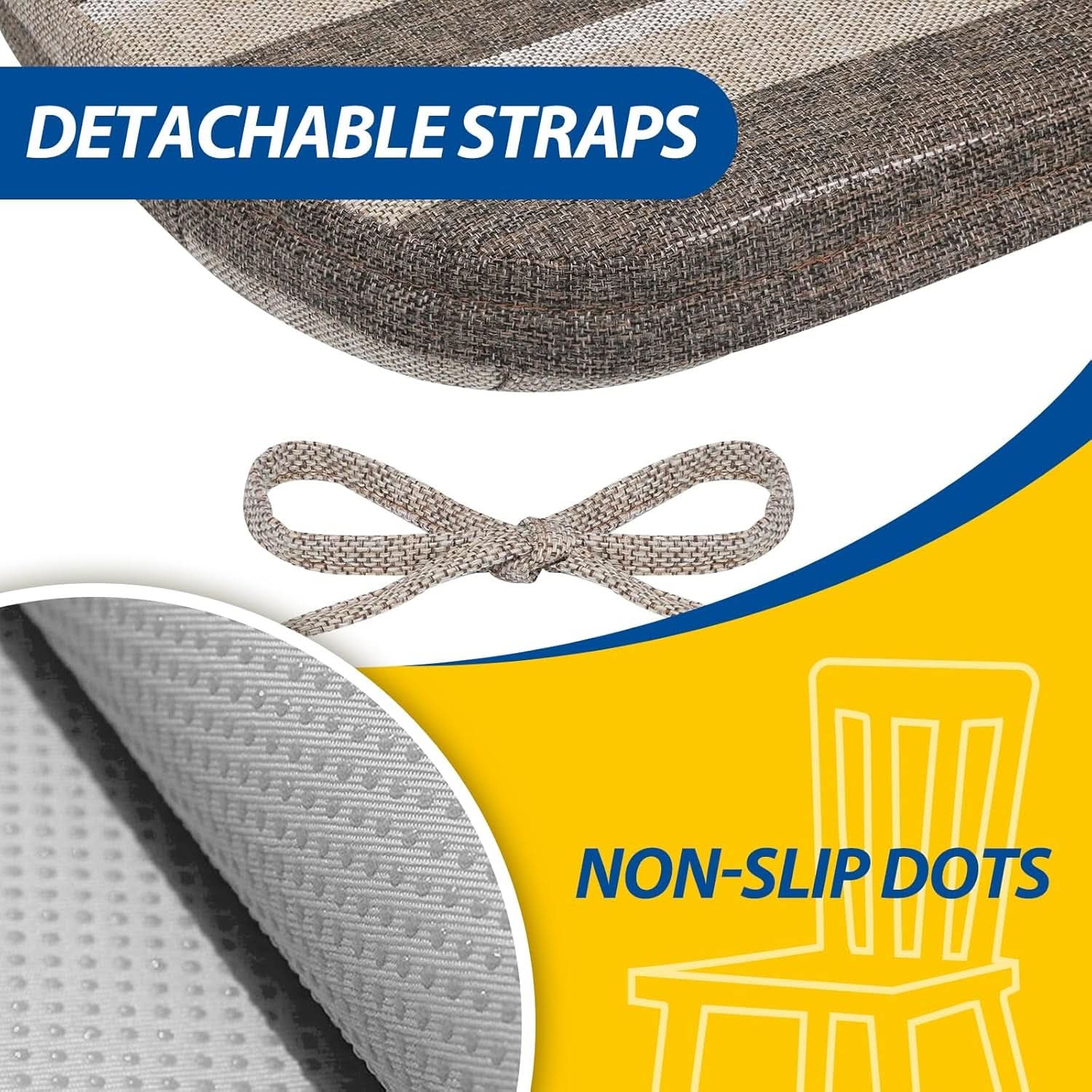D Shaped Chair Cushions 2 Inch Thick 17 by 16 4 Pack