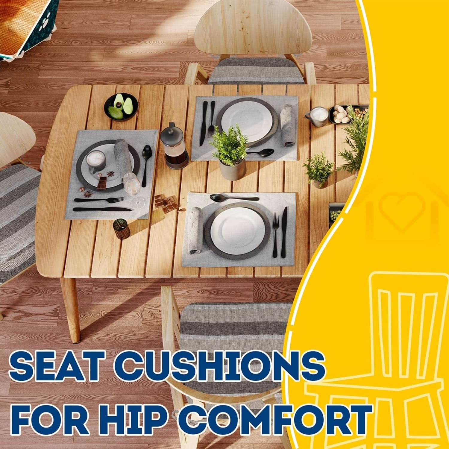 D Shaped Chair Cushions 2 Inch Thick 17 by 16 4 Pack