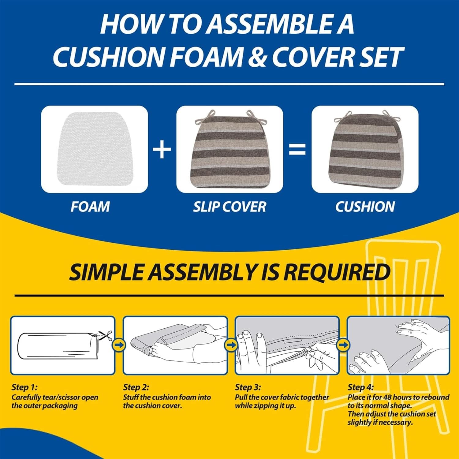 D Shaped Chair Cushions 2 Inch Thick 17 by 16 4 Pack