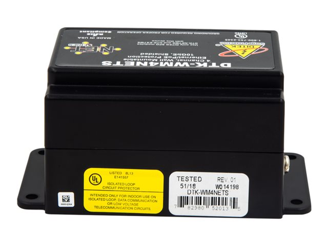 DITEK DTK-WM4NETS 4-Channel Wall Mount PoE+ Surge Protector