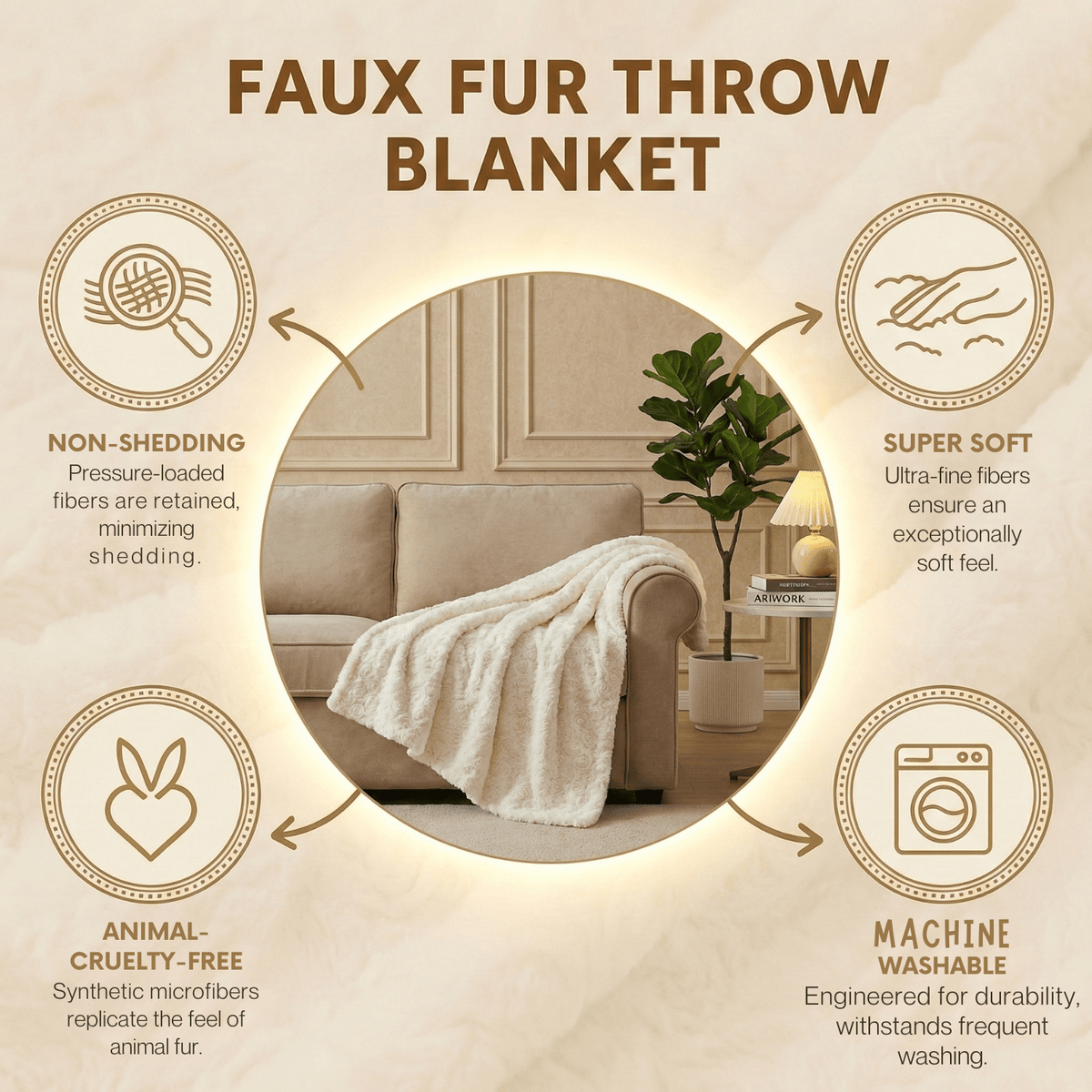 DaDa Bedding Luxury White Roses Fluffy Soft Sherpa Backside Faux Fur Throw Blanket (K11)