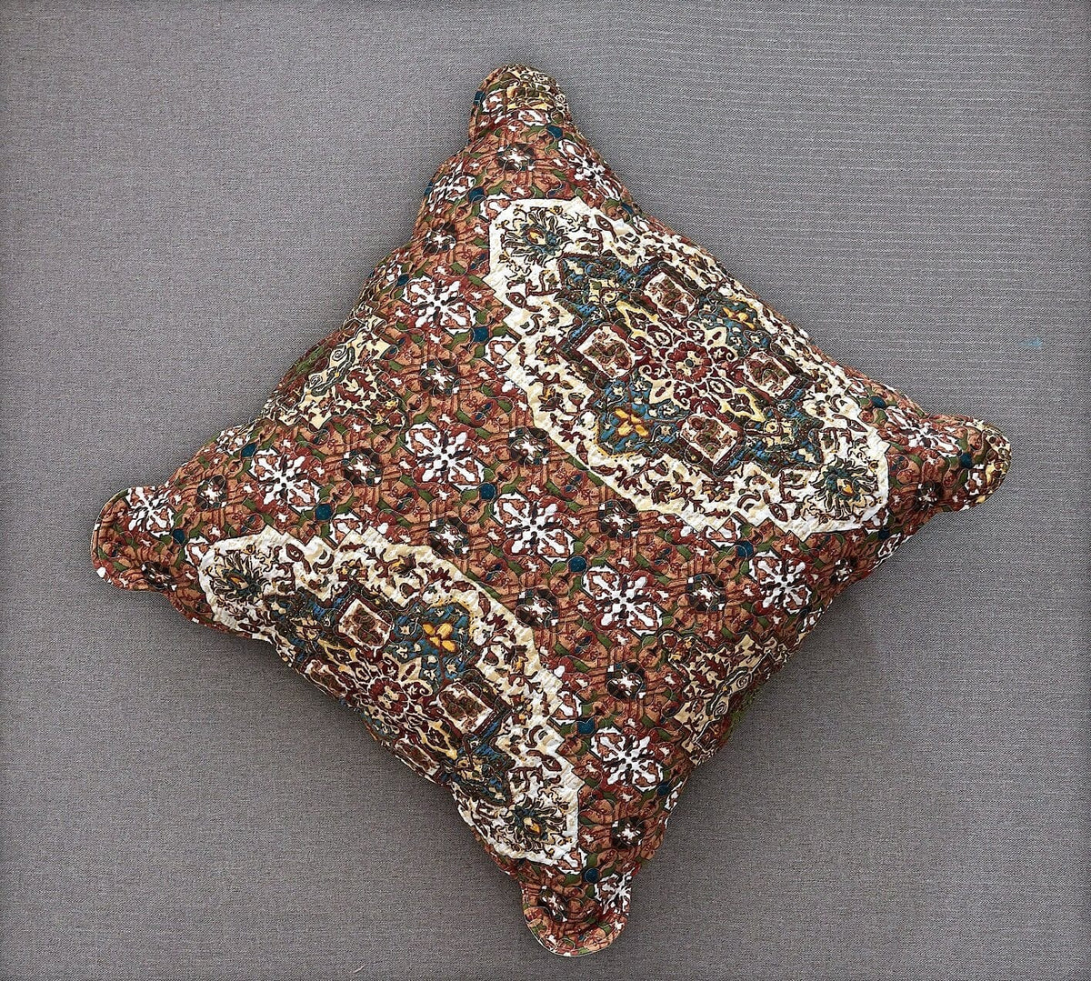 DaDa Bedding Rustic Earthy Cross Motif Folk Style Scalloped Euro Pillow Sham Cover, 26" x 26" (JHW944)