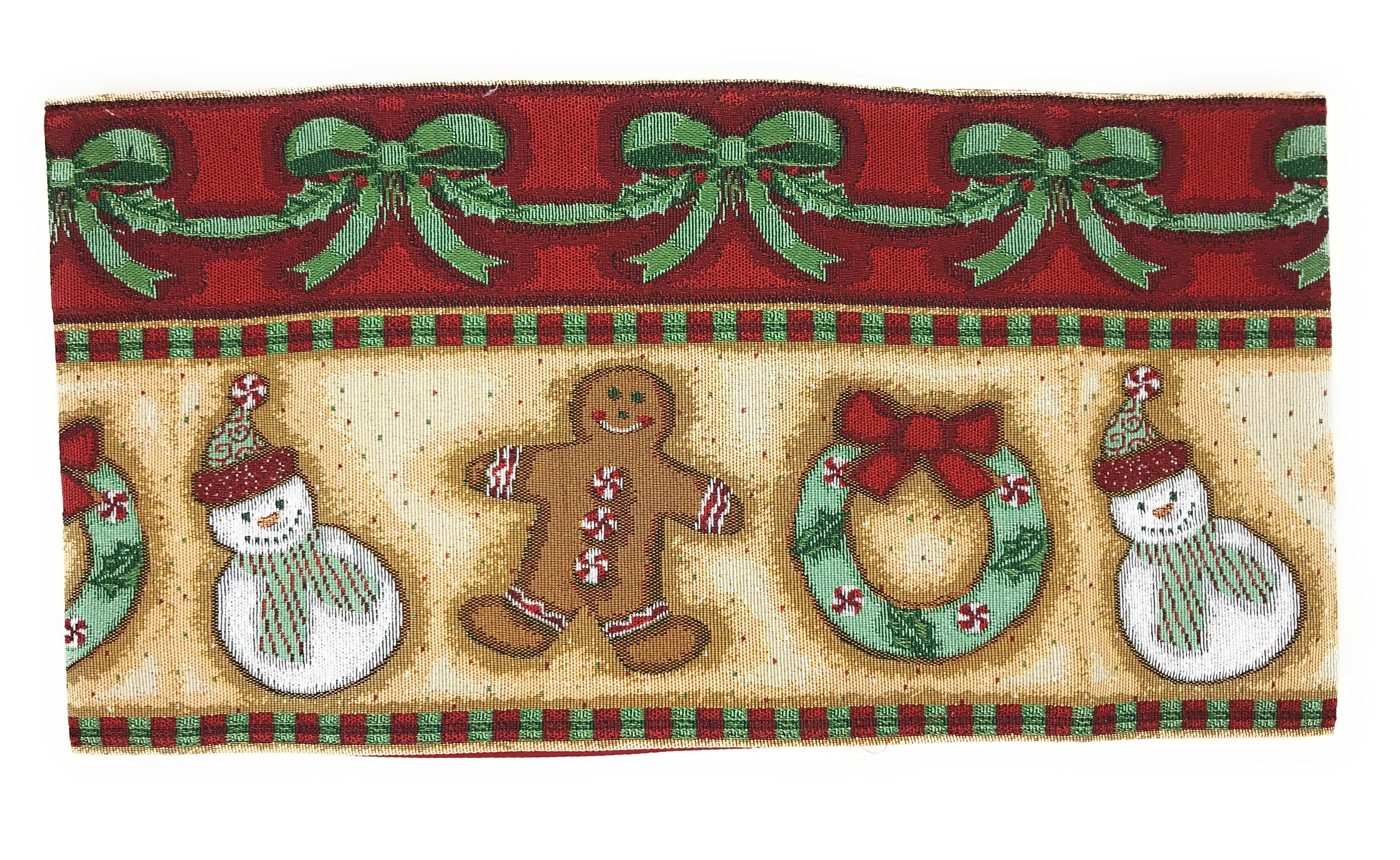 DaDa Bedding Set of 8 Pieces Gingerbread Sweets Holiday Table Tapestry - 4 Placemats, 2 Table Runners, 2 Throw Pillow Covers (12917)