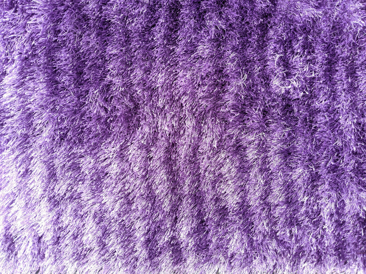 DaDa Bedding Shaggy Soft Door Mat Carpet Rug - 20" x 32" Striped Shiny Purple Lavender