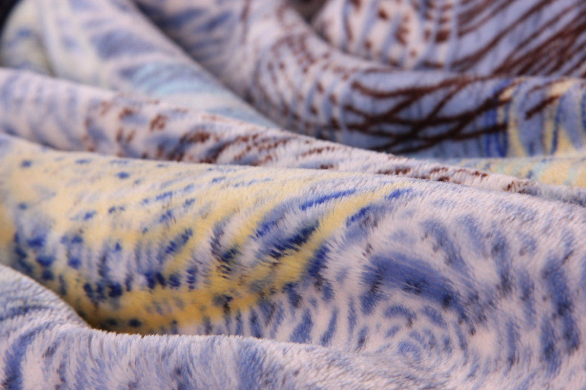 DaDa Bedding Swirly Navy Blue Lagoon Abstract Mink Flannel Fleece Throw Blanket (XY9897)