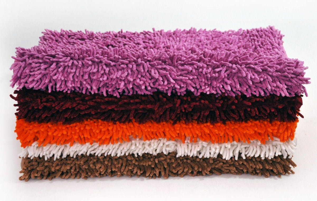 DaDa Bedding Vanilla Ivory White Shaggy Soft Chenille Noodle Carpet Rug Bath Mat