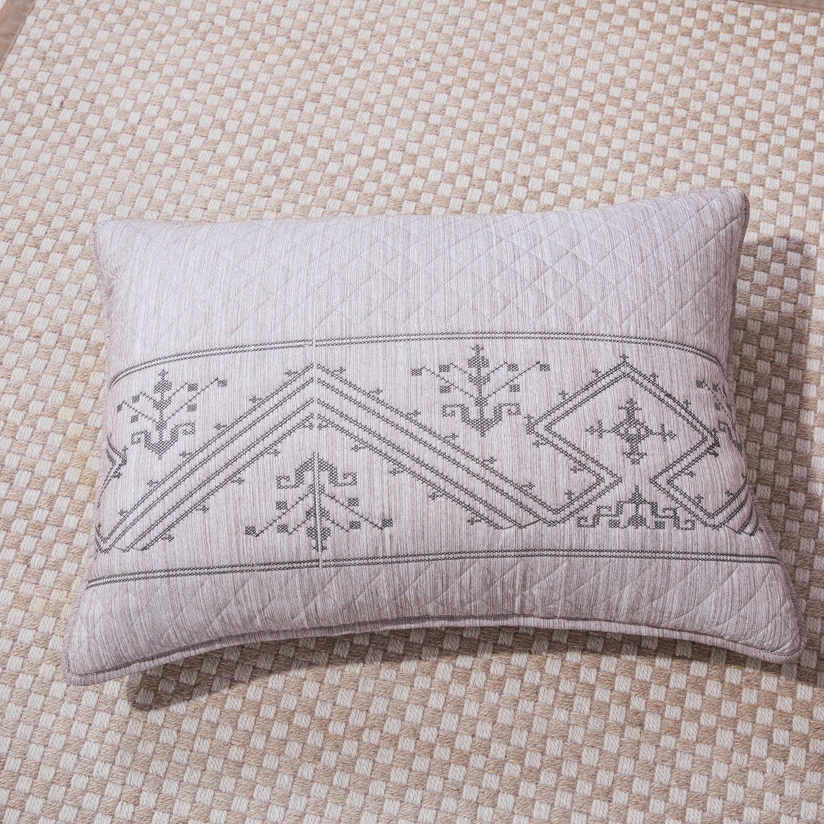 DaDa Bedding Whimsical Lavender Purple Grey Yarn Dyed Quilted King Pillow Sham, 20” x 36” (JHW866)